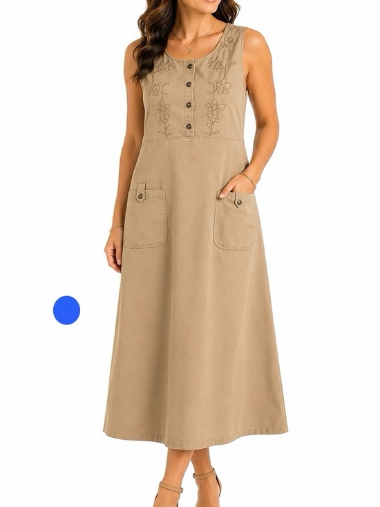 Shaver Lake Dresses & Skirts - Shaver Lake Tan Embroidered Sleeveless Maxi Dress Size Small Vintage